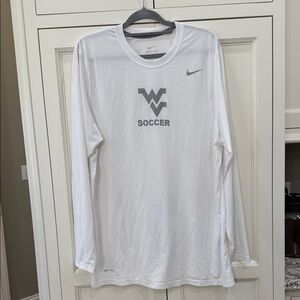 Nike WV Soccer Dri Fit White Long sleeve XL tshirt. WVU. Unisex, collegiate